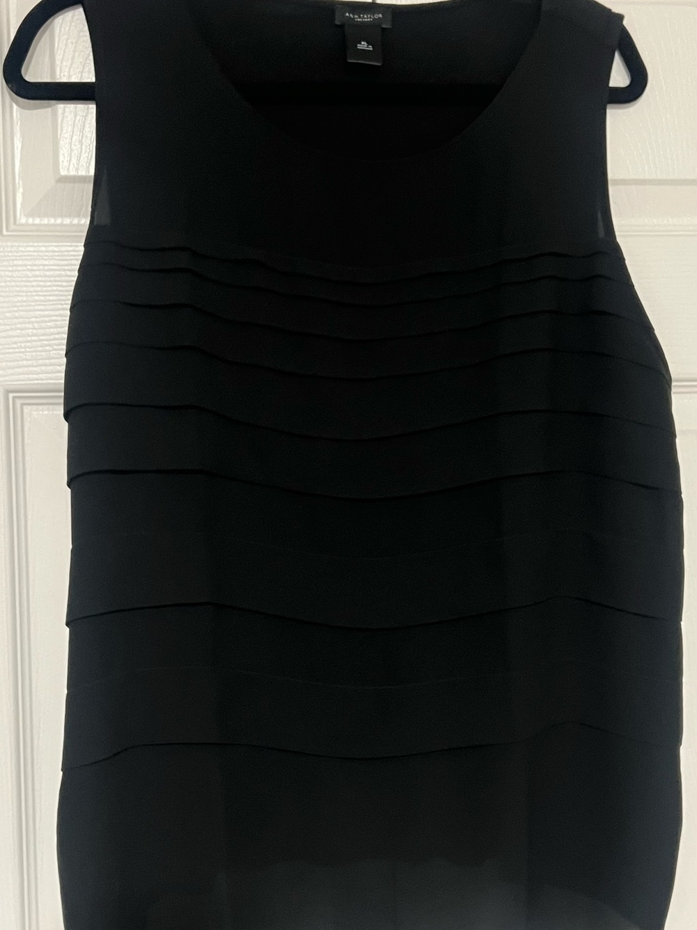Ann Taylor Black Sleeveless Pleated Layered Camisole